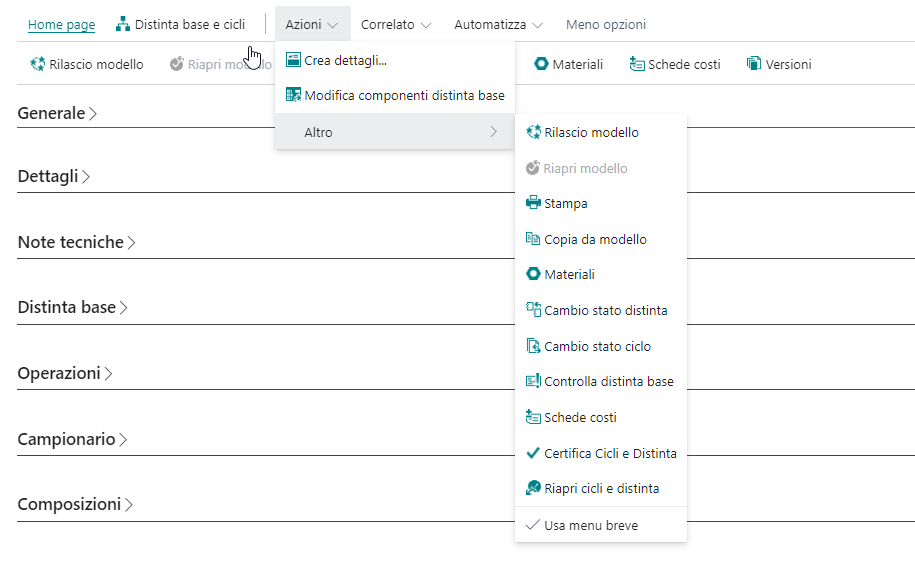 PDM actions list