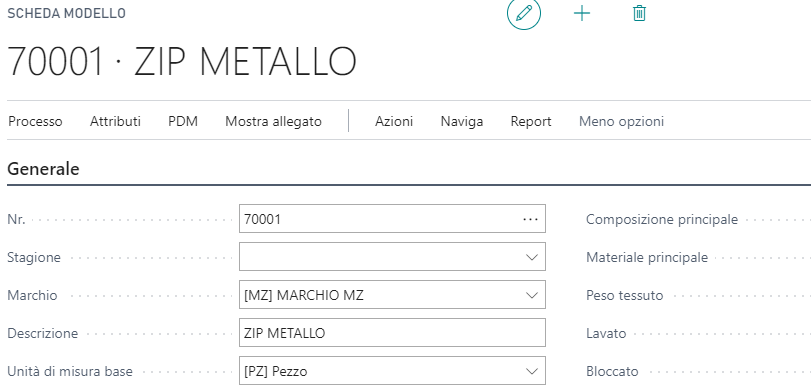 Sezione generale del materiale