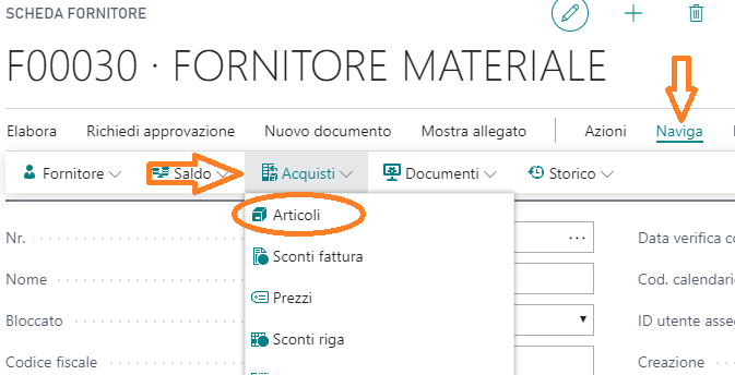 Funzione catalogo art. fornitori